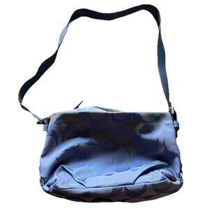 Vintage Coach Blue Carly Women’s Handbag Purse Bag Signature Print Canvas F15068